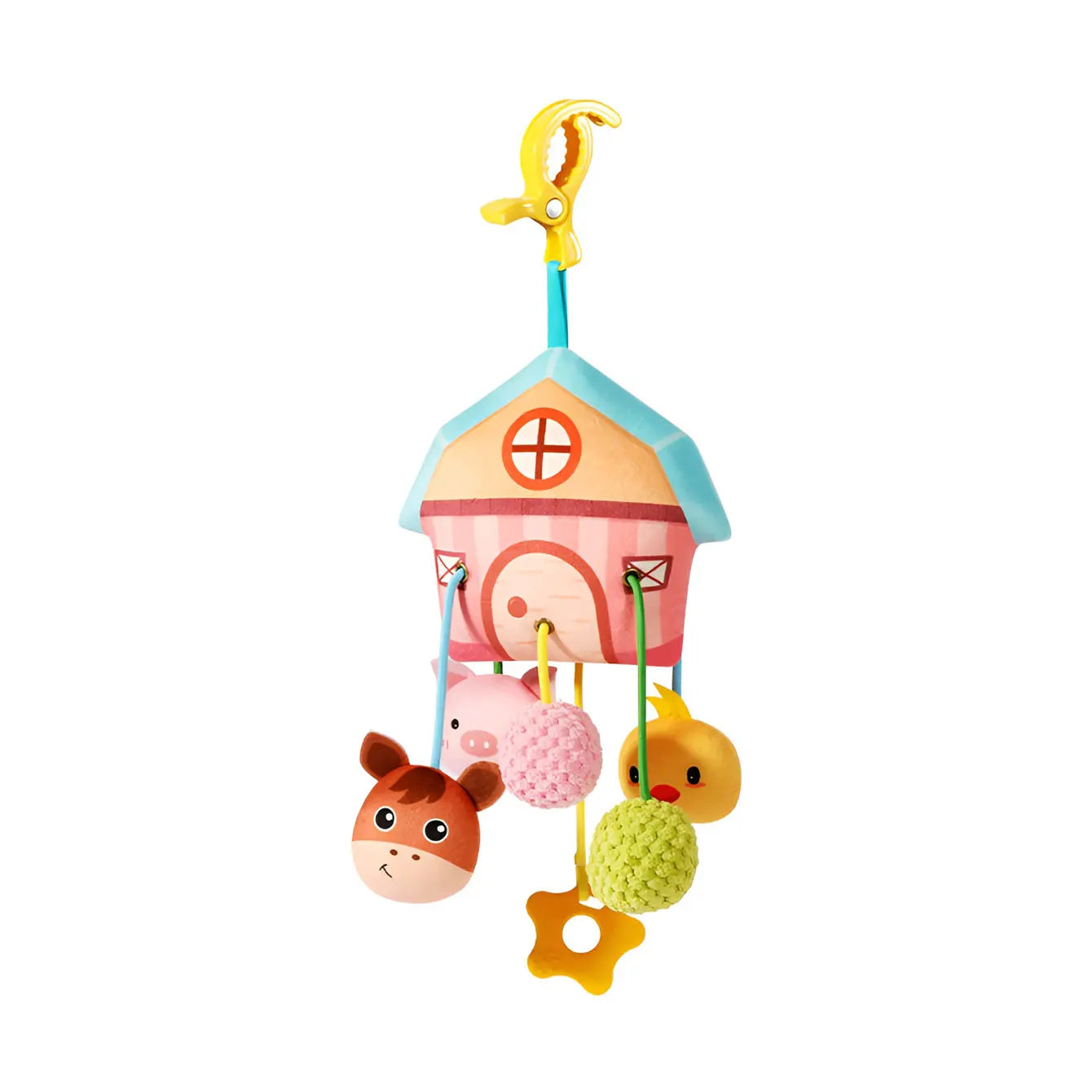 Baby Crib Hanging Toy – Cartoon Bed Bell Pendant with Drawstring | Soothing Sensory Teether & Stroller Crib Decoration for Newborns