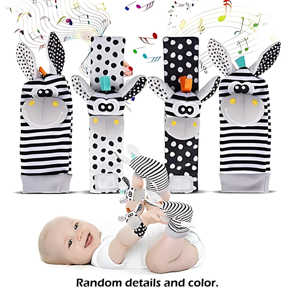 Baby Wrist Rattle Socks Toys Set – Cute Sensory Learning Gift for Newborns (0–12 Months) | Early Development Motor Skills Toy for Boys & Girls