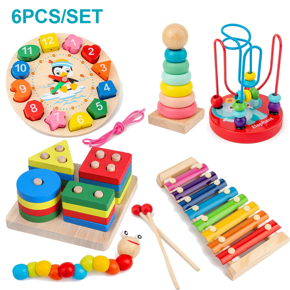 Montessori Wooden 3D Educational Puzzle Set for Kids – Early Learning Toy for Cognitive Development & Creative Play (Ages 0–6)