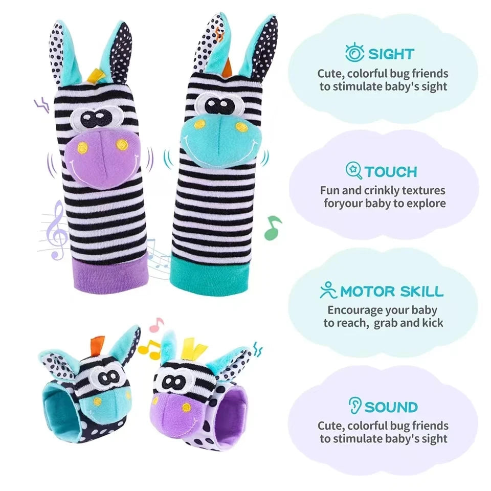 Baby Wrist Rattle Socks Toys Set – Cute Sensory Learning Gift for Newborns (0–12 Months) | Early Development Motor Skills Toy for Boys & Girls
