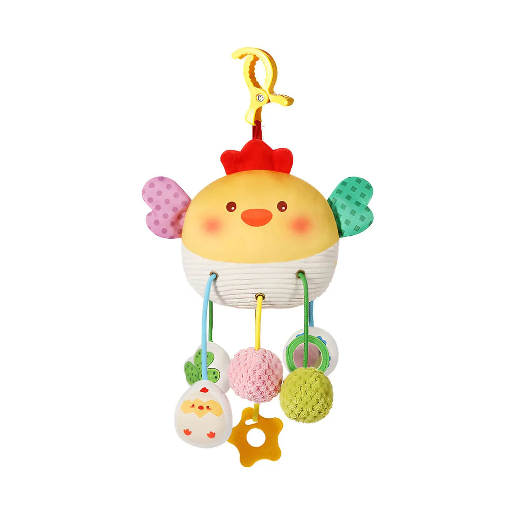 Baby Crib Hanging Toy – Cartoon Bed Bell Pendant with Drawstring | Soothing Sensory Teether & Stroller Crib Decoration for Newborns
