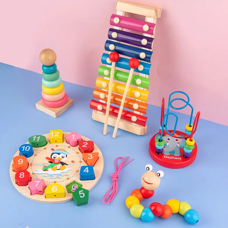 Montessori Wooden 3D Educational Puzzle Set for Kids – Early Learning Toy for Cognitive Development & Creative Play (Ages 0–6)