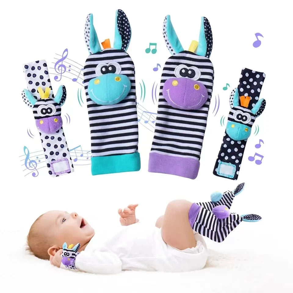 Baby Wrist Rattle Socks Toys Set – Cute Sensory Learning Gift for Newborns (0–12 Months) | Early Development Motor Skills Toy for Boys & Girls