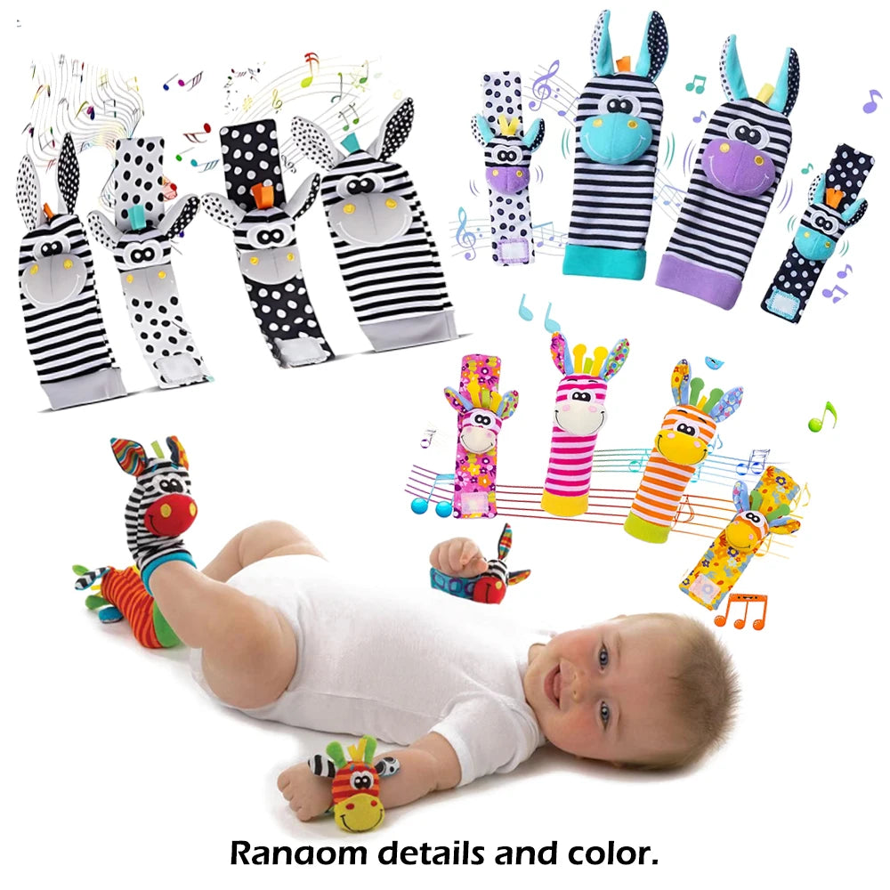 Baby Wrist Rattle Socks Toys Set – Cute Sensory Learning Gift for Newborns (0–12 Months) | Early Development Motor Skills Toy for Boys & Girls