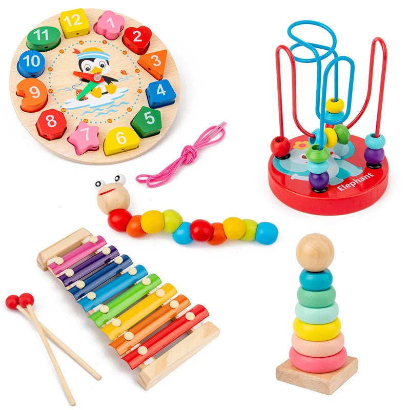 Montessori Wooden 3D Educational Puzzle Set for Kids – Early Learning Toy for Cognitive Development & Creative Play (Ages 0–6)