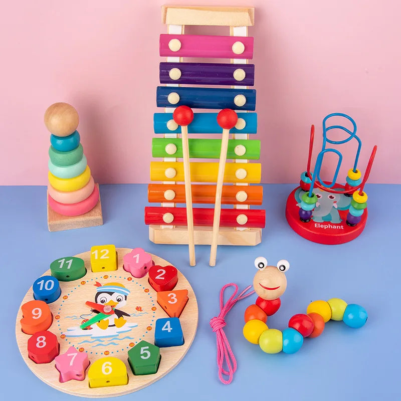 Montessori Wooden 3D Educational Puzzle Set for Kids – Early Learning Toy for Cognitive Development & Creative Play (Ages 0–6)