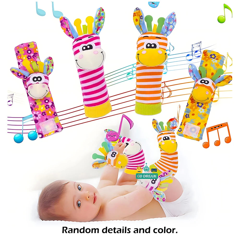 Baby Wrist Rattle Socks Toys Set – Cute Sensory Learning Gift for Newborns (0–12 Months) | Early Development Motor Skills Toy for Boys & Girls